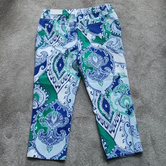 Chico's The Platinum Crop Mykonos Scarf Crop Pants Size 1 US 8 NWT - Picture 5 of 9